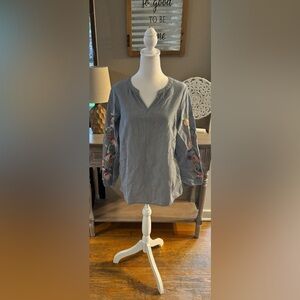 Talbots Embroidered Long Sleeve Blouse